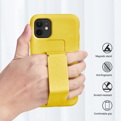 Silikon Kickstand Gehäuse kompatibel mit iPhone 11 Gehäuse (6,1 Zoll) Vertikal und Horizontal Stand Handgurt Metall Kickstand