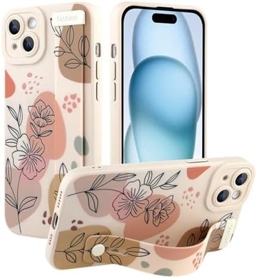 iPhone 12 Pro Max Silikonkoffer mit Strap für Frauen Mädchen Schöne Blumenblumen Muster Design Verstellbares Weiches Drahtband
