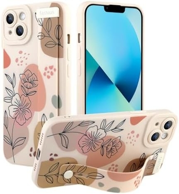 iPhone 12 Pro Max Silikonkoffer mit Strap für Frauen Mädchen Schöne Blumenblumen Muster Design Verstellbares Weiches Drahtband