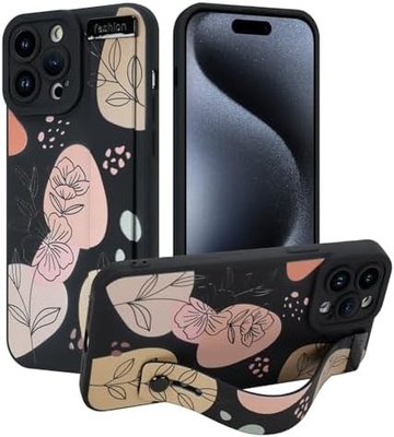 iPhone 12 Pro Max Silikonkoffer mit Strap für Frauen Mädchen Schöne Blumenblumen Muster Design Verstellbares Weiches Drahtband
