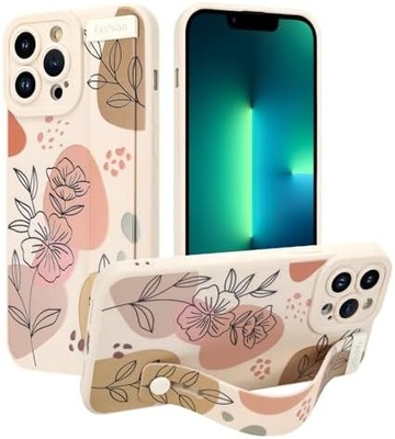 iPhone 12 Pro Max Silikonkoffer mit Strap für Frauen Mädchen Schöne Blumenblumen Muster Design Verstellbares Weiches Drahtband