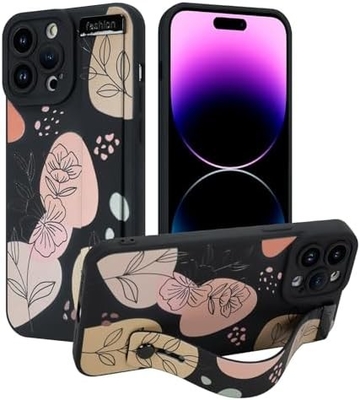 iPhone 12 Pro Max Silikonkoffer mit Strap für Frauen Mädchen Schöne Blumenblumen Muster Design Verstellbares Weiches Drahtband