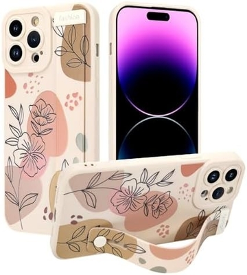 iPhone 12 Pro Max Silikonkoffer mit Strap für Frauen Mädchen Schöne Blumenblumen Muster Design Verstellbares Weiches Drahtband