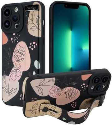 iPhone 12 Pro Max Silikonkoffer mit Strap für Frauen Mädchen Schöne Blumenblumen Muster Design Verstellbares Weiches Drahtband