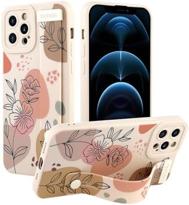 iPhone 12 Pro Max Silikonkoffer mit Strap für Frauen Mädchen Schöne Blumenblumen Muster Design Verstellbares Weiches Drahtband