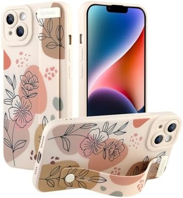 iPhone 12 Pro Max Silikonkoffer mit Strap für Frauen Mädchen Schöne Blumenblumen Muster Design Verstellbares Weiches Drahtband