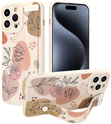 iPhone 12 Pro Max Silikonkoffer mit Strap für Frauen Mädchen Schöne Blumenblumen Muster Design Verstellbares Weiches Drahtband