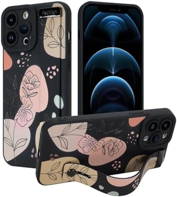 iPhone 12 Pro Max Silikonkoffer mit Strap für Frauen Mädchen Schöne Blumenblumen Muster Design Verstellbares Weiches Drahtband