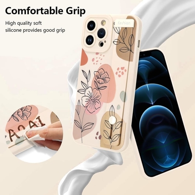 iPhone 12 Pro Max Silikonkoffer mit Strap für Frauen Mädchen Schöne Blumenblumen Muster Design Verstellbares Weiches Drahtband