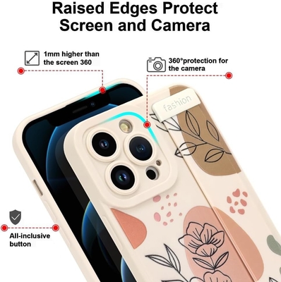 iPhone 12 Pro Max Silikonkoffer mit Strap für Frauen Mädchen Schöne Blumenblumen Muster Design Verstellbares Weiches Drahtband