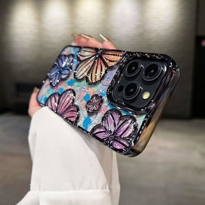 iPhone 12 Pro Max Gehäuse 6,7 Zoll,klares 3D-Blumen-Telefongehäuse für Frauen Mädchen Luxus-Floral-Gehäuse-Hüllen Ästhetisch