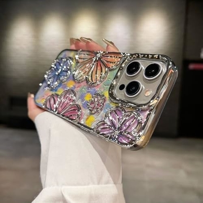 iPhone 12 Pro Max Gehäuse 6,7 Zoll,klares 3D-Blumen-Telefongehäuse für Frauen Mädchen Luxus-Floral-Gehäuse-Hüllen Ästhetisch