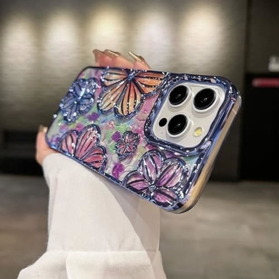 iPhone 12 Pro Max Gehäuse 6,7 Zoll,klares 3D-Blumen-Telefongehäuse für Frauen Mädchen Luxus-Floral-Gehäuse-Hüllen Ästhetisch