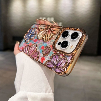 iPhone 12 Pro Max Gehäuse 6,7 Zoll,klares 3D-Blumen-Telefongehäuse für Frauen Mädchen Luxus-Floral-Gehäuse-Hüllen Ästhetisch