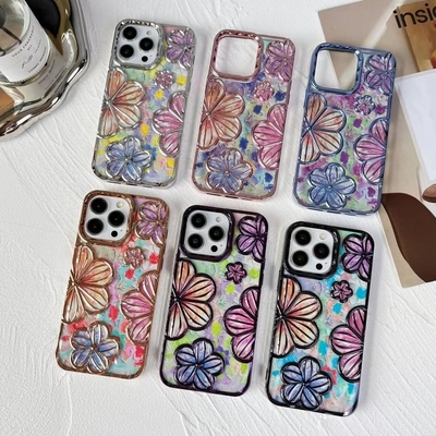 iPhone 12 Pro Max Gehäuse 6,7 Zoll,klares 3D-Blumen-Telefongehäuse für Frauen Mädchen Luxus-Floral-Gehäuse-Hüllen Ästhetisch