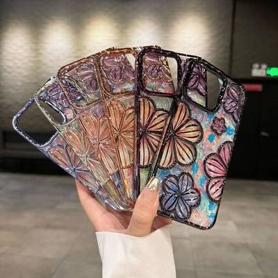 iPhone 12 Pro Max Gehäuse 6,7 Zoll,klares 3D-Blumen-Telefongehäuse für Frauen Mädchen Luxus-Floral-Gehäuse-Hüllen Ästhetisch