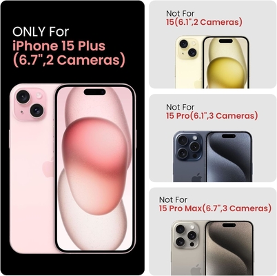 [5 in 1 für iPhone 15 Plus Gehäuse, mit 2 Pack Bildschirmschutz + 2 Pack Kamera-Objektiv-Schutz, Heavy-Duty robust