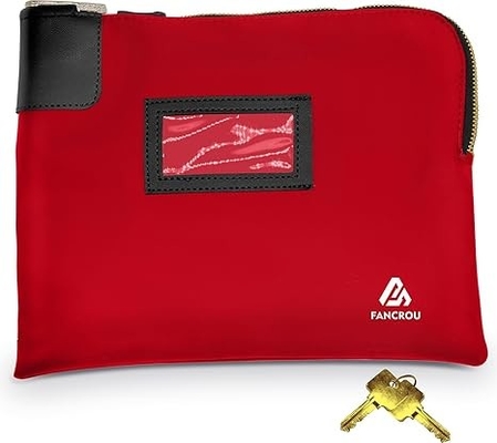 Wasserdichte Geldtasche mit Schloss und 2 Schlüsseln, Geldtasche mit Reißverschluss, Sicherheitstaschen für Bargeld, Langlebige Geldkasse, Nylon-Dokumente Tasche, Münze Check Wallet Tasche, kleine Bargeldtasche, 11 x 9 Zoll, Rot