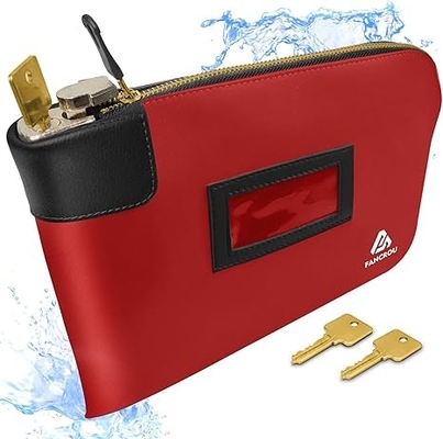 Wasserdichte Geldtasche mit Schloss und 2 Schlüsseln, Geldtasche mit Reißverschluss, Sicherheitstaschen für Bargeld, Langlebige Geldkasse, Nylon-Dokumente Tasche, Münze Check Wallet Tasche, kleine Bargeldtasche, 11 x 9 Zoll, Rot