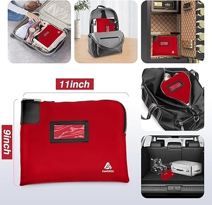 Wasserdichte Geldtasche mit Schloss und 2 Schlüsseln, Geldtasche mit Reißverschluss, Sicherheitstaschen für Bargeld, Langlebige Geldkasse, Nylon-Dokumente Tasche, Münze Check Wallet Tasche, kleine Bargeldtasche, 11 x 9 Zoll, Rot