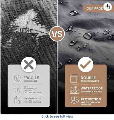 43" Travel Garment Bag with Accessories Zipper Pocket, Heavy Duty Suit Bag for Suits, Tuxedos, Dresses, Coats, Beige, 1 pack