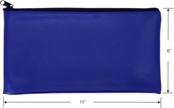 Blue Bank Security Deposit Zipper Bag, wasserdichtes Vinyl-beschichtetes Leder-ähnliches Äußeres mit weichen Innenverkleidungen.