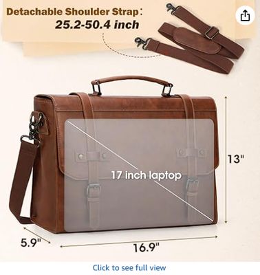 RAINSMORE Herren Messenger Bag 17 Zoll Wasserdichte Vintage Leder Laptop Aktentasche Große Laptoptasche Umhängetasche Computertasche für Büro, Business, Reise, Uni