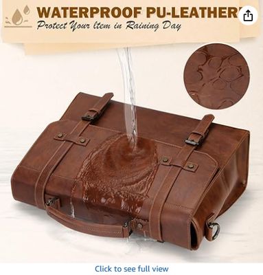 RAINSMORE Herren Messenger Bag 17 Zoll Wasserdichte Vintage Leder Laptop Aktentasche Große Laptoptasche Umhängetasche Computertasche für Büro, Business, Reise, Uni