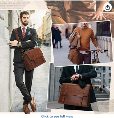 RAINSMORE Herren Messenger Bag 17 Zoll Wasserdichte Vintage Leder Laptop Aktentasche Große Laptoptasche Umhängetasche Computertasche für Büro, Business, Reise, Uni
