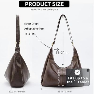 Hobo-Taschen für Frauen, Ultra-Soft Klappbare Vegan Leder Schulter Handtasche, Stilvolle Slouchy Tote Handtaschen
