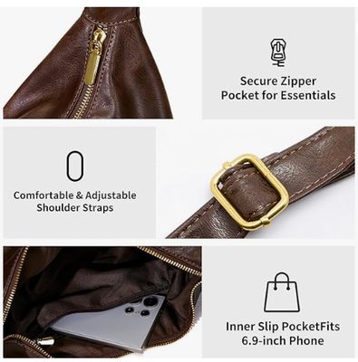 Hobo-Taschen für Frauen, Ultra-Soft Klappbare Vegan Leder Schulter Handtasche, Stilvolle Slouchy Tote Handtaschen