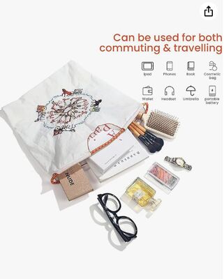 Ball&Chain carriage pattern embroidered nylon handbag for women, travel shoulder bag with top handle, suitable for work and travel