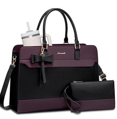 Laptop Tote Bag for Women,Leather Work Bag, Waterproof Business Teacher Bag,Large Computer Handbag Purse Briefcase,Office Gifts for Women