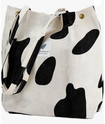 Corduroy Tote Bag Cute Tote Bags for Women Shoulder Bag with Inner Pocket for Work Beach Travel and Shopping Grocery