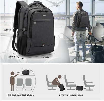 17 Zoll Laptop Rucksack für Reisen Wasserdichtes College Rucksack für Männer/Frauen Laptop Rucksack mit USB-Ladestation, Schwarz