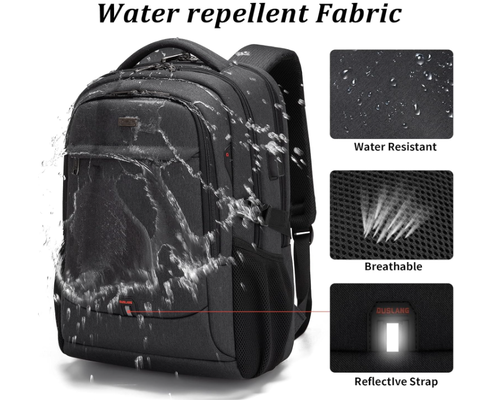 17 Zoll Laptop Rucksack für Reisen Wasserdichtes College Rucksack für Männer/Frauen Laptop Rucksack mit USB-Ladestation, Schwarz