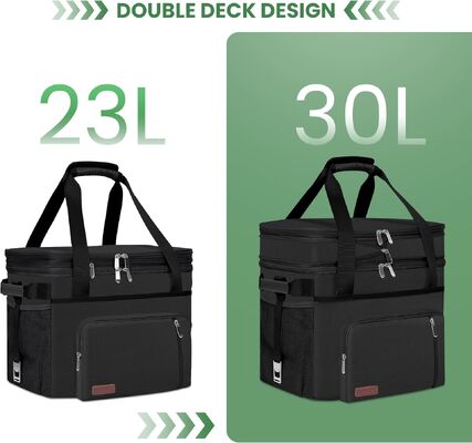 Kühltasche Doppeldeck - 60 Dosen undicht isoliertes tragbares, weiches Mittagessen-Kühlgerät, extra großes, erweiterbares Eiskisten-Kühlgerät für Strand, Picknick, Camping, Shopping