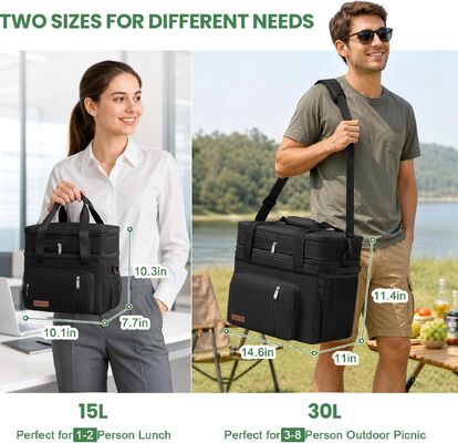 Kühltasche Doppeldeck - 60 Dosen undicht isoliertes tragbares, weiches Mittagessen-Kühlgerät, extra großes, erweiterbares Eiskisten-Kühlgerät für Strand, Picknick, Camping, Shopping