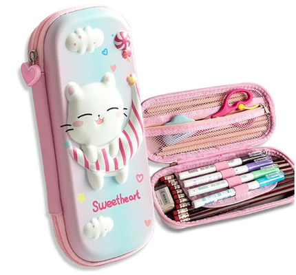 Federmäppchen 3D EVA Katzen-Cartoon-Aufbewahrungstasche Stifthalter für Schulkinder Große Aufbewahrungsbox Geschenk für Kinder Schüler Schreibwarenbox