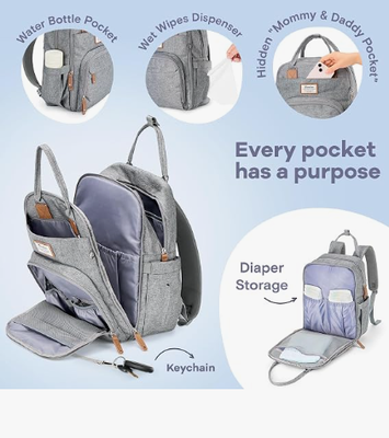 Baby Diaper Bag Backpack with Changing Pad, Waterproof | Baby Shower Gifts, Travel Baby Bags for Mom Dad Girl Boy, Insulated Bottle Holders, Pacifier Case, Large Capacity