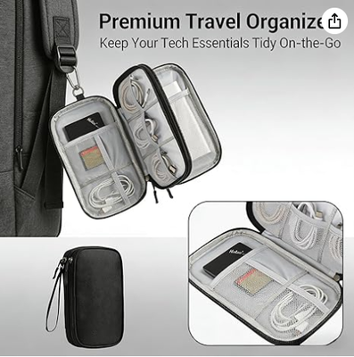 Reiseaufbewahrungsbox - Harte EVA-Schutzhülle für mobile Powerbank, Ladegerät, Kabel, Telefon und Zubehör - Tragbare Aufbewahrungstasche für Flugzeug, Geschäftsreisen, Heimtextilien