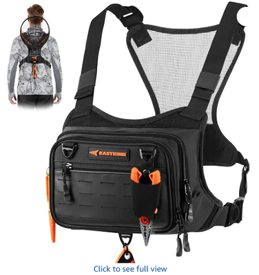 Wasserabweisende Angel-Brusttasche; Angeltasche für Männer | EVA Zip-Down-Arbeitsfläche, MOLLE-Aufbewahrung, verstellbare Brustgurte und vielseitiges multifunktionales Aufbewahrungssystem