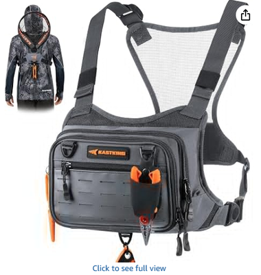 Wasserabweisende Angel-Brusttasche; Angeltasche für Männer | EVA Zip-Down-Arbeitsfläche, MOLLE-Aufbewahrung, verstellbare Brustgurte und vielseitiges multifunktionales Aufbewahrungssystem