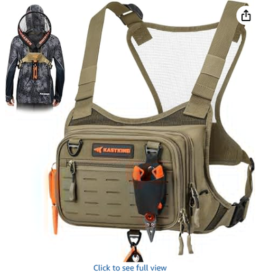 Wasserabweisende Angel-Brusttasche; Angeltasche für Männer | EVA Zip-Down-Arbeitsfläche, MOLLE-Aufbewahrung, verstellbare Brustgurte und vielseitiges multifunktionales Aufbewahrungssystem