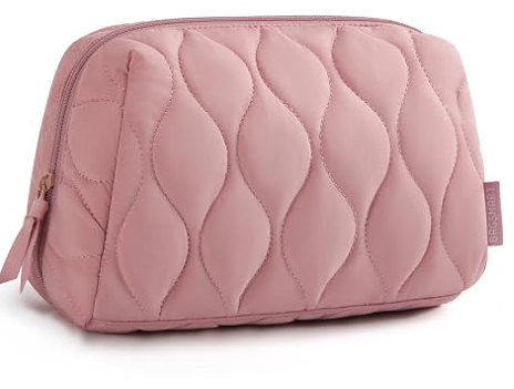 Kosmetiktasche, Reise-Kosmetiktasche, wattierte Make-up-Tasche für Damen, Make-up-Organizer, weit öffnende Beuteltasche, Reiseutensilien, Toilettenartikel, Pinsel