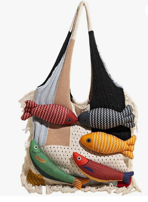 Bohemian style travel handbag for women large-capacity woven bag vacation beach seaside tote bag crochet purse