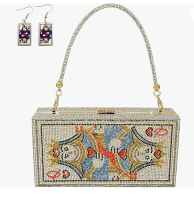 Perle und sie Diamant Frauen Abendhandtaschen Handtasche Minaudiere Kupplungstasche,Stapel von Bargeld Dollar Kristall Kupplungstaschen