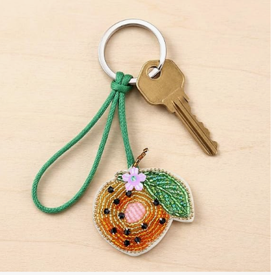 5 Stück Patch Perlen Tasche Charm Obst Geldbörse Charms für Handtaschen Sommer Schlüsselanhänger | Kleiner Taschenanhänger, Drachenfrucht Granatapfel Wassermelone Orange Zitrone Taschenanhänger, Perlen und Strasssteine, Handgenäht