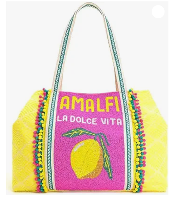 Amalfi Perlen-Tragetasche für Damen || Küsten-Strandtasche || Handbestickte Sommerhandtasche