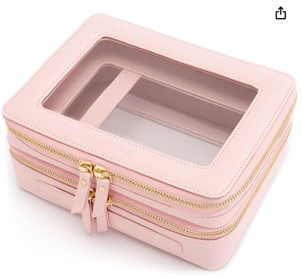 Große klare Make-up-Taschen, doppelte Kosmetik-Taschen mit separatem Bürstenraum, Toilettenbeutel für Reisen, Zugkoffer, Reisezubehör-Organisator für Frauen,2 Schichten